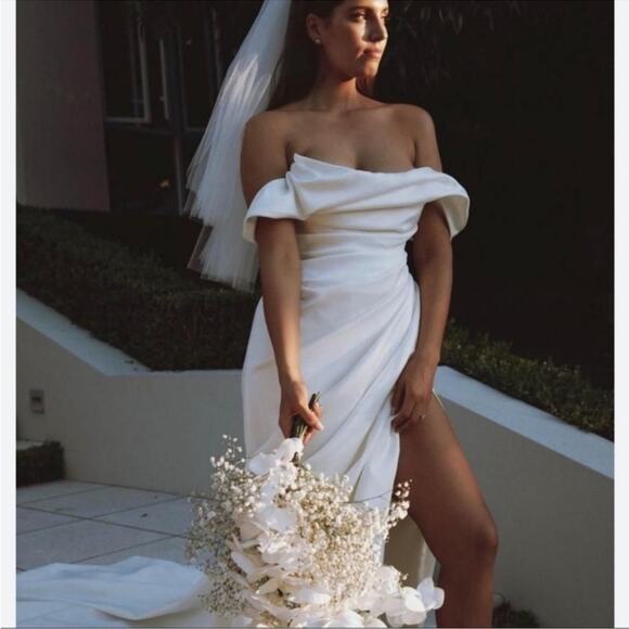 HOUSE OF CB 'Delphine' Ivory Draped Corset Bridal Gown Size S Small NWOT - Picture 10 of 16